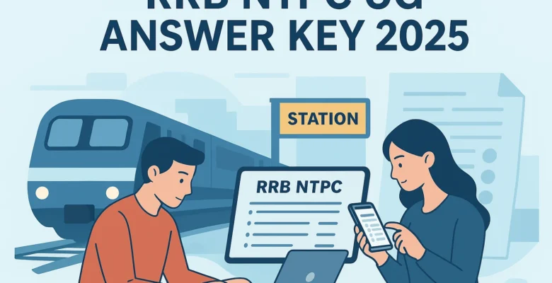 RRB NTPC Undergraduate Answer Key 2025 online with railway background elements
